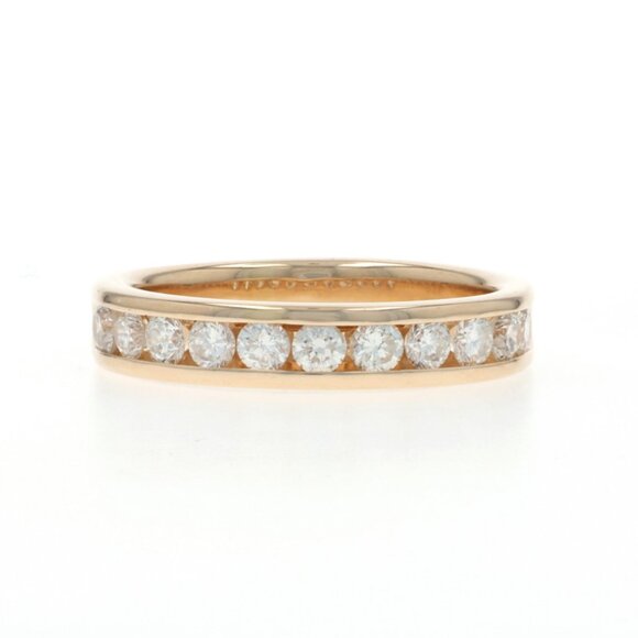 Yellow Gold Diamond Wedding Band - 14k Round Brilliant .77ctw Channel Set Ring